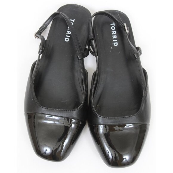 Torrid Cap Toe Slingback Flat 8.5 Extra Wide Width Whimsigoth Vegan Leather - Picture 2 of 9